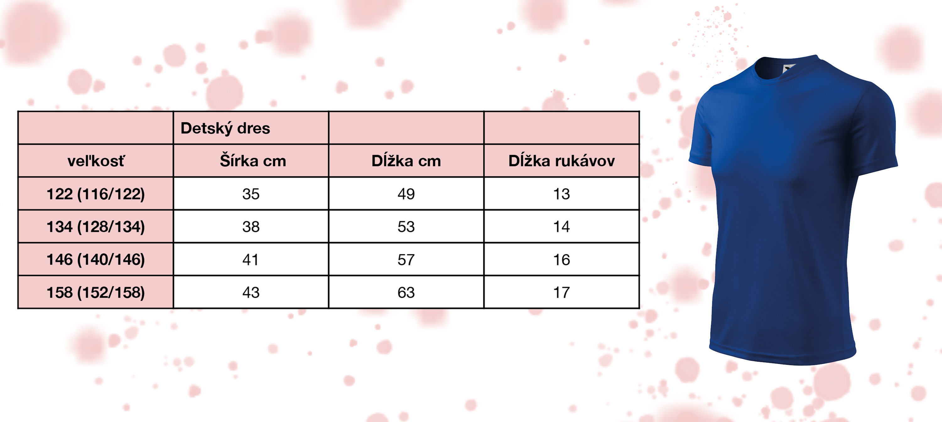 detsky dres tabulka